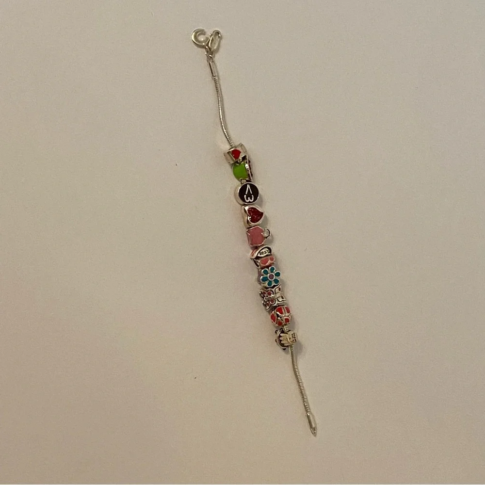 CHAMILIA BRACELET STERLING SILVER 925 CHILDS MINI CHARMS 6” SIGNED BEADS 20.7 g